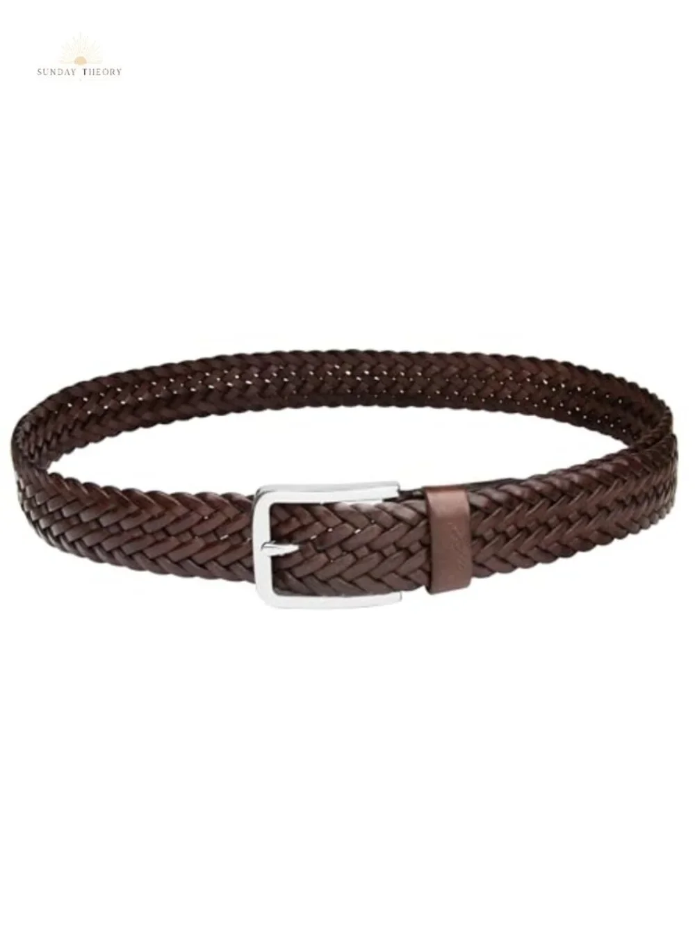 Men's Braided Leather Belt 35mm Stainless Steel Buckle Genuine Leather
